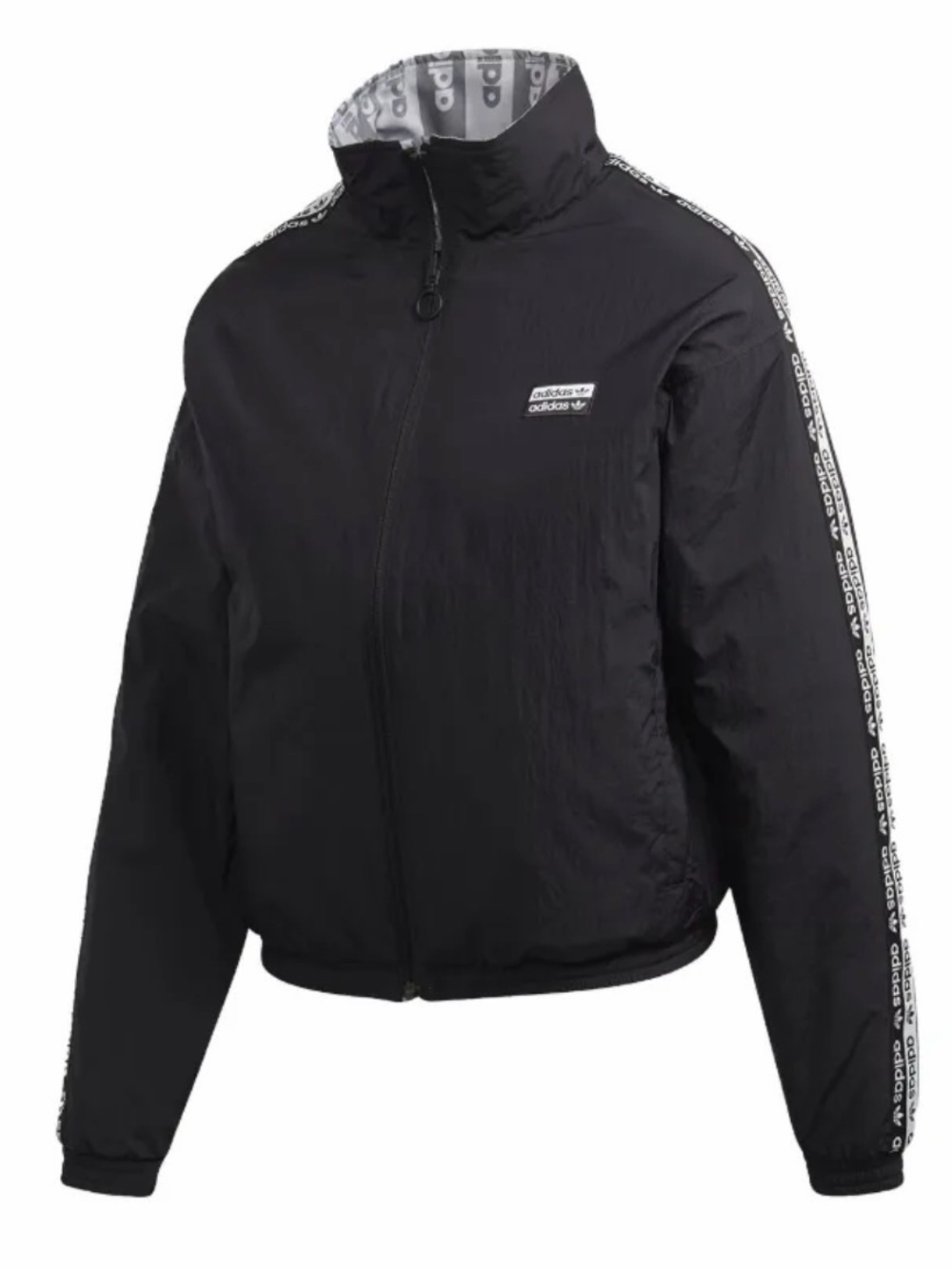 adidas Black Bomber Jacket with Logo Tape Sleeves